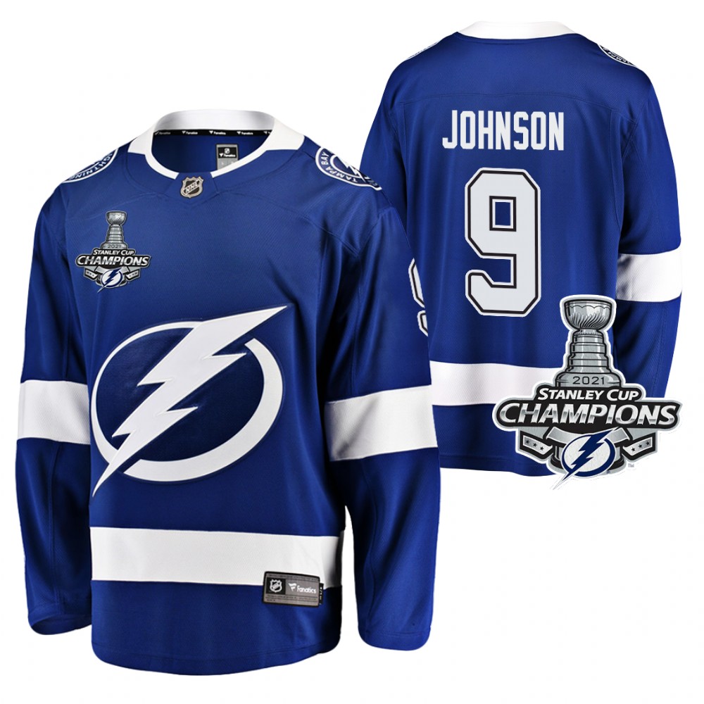 Tyler Johnson Lightning 2021 Stanley Cup Champions Blue Home Jersey