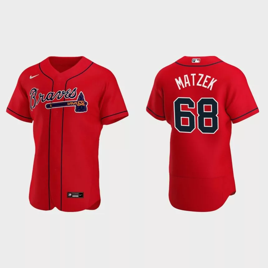Tyler Matzek #68 Atlanta Braves Authentic Alternate Jersey – Red