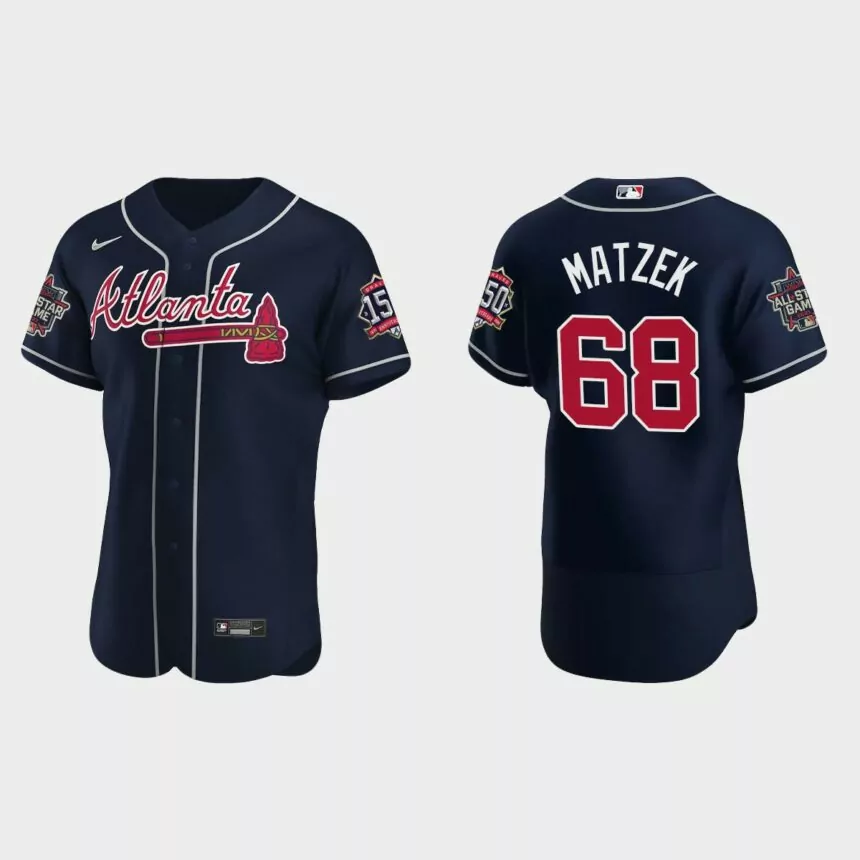 Tyler Matzek #68 Atlanta Braves Authentic Team 2021 MLB All-Star Jersey – Navy