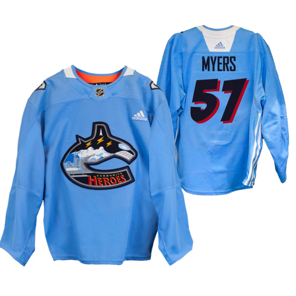 Tyler Myers Canucks Community Heroes Jersey Blue Warm Up
