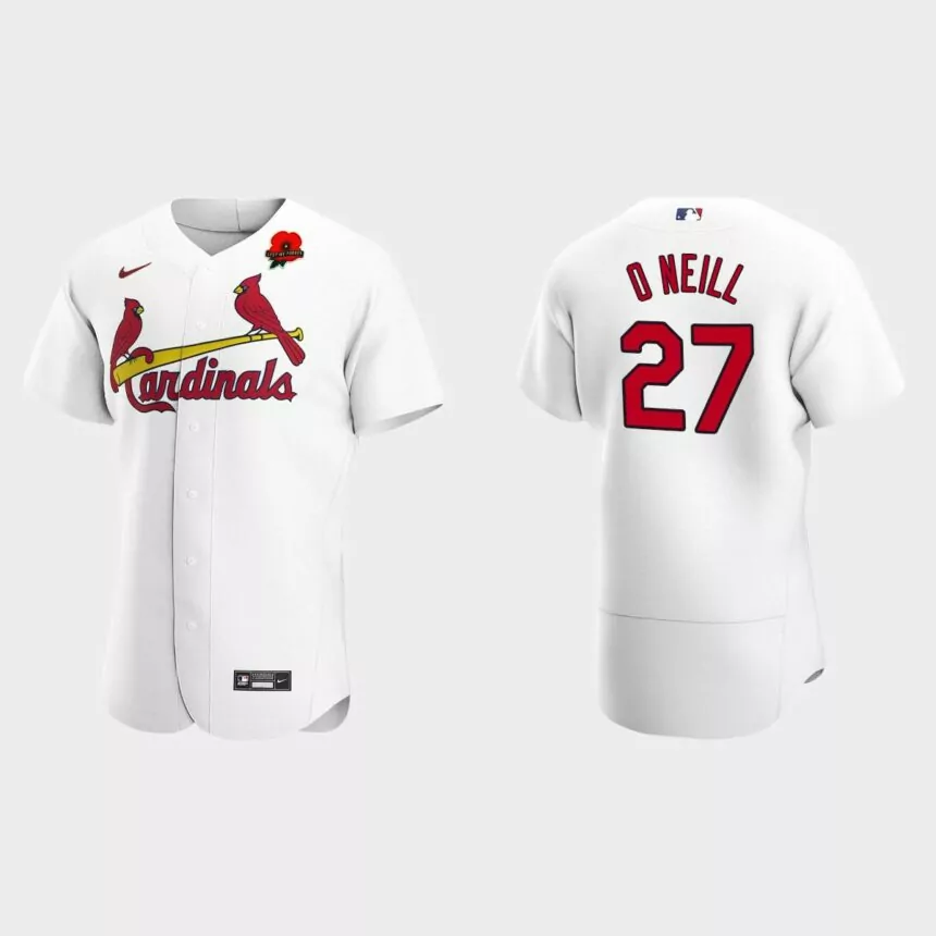 Tyler O’Neill St. Louis Cardinals 2022 Memorial Day Poppy Patch Authentic Jersey – White