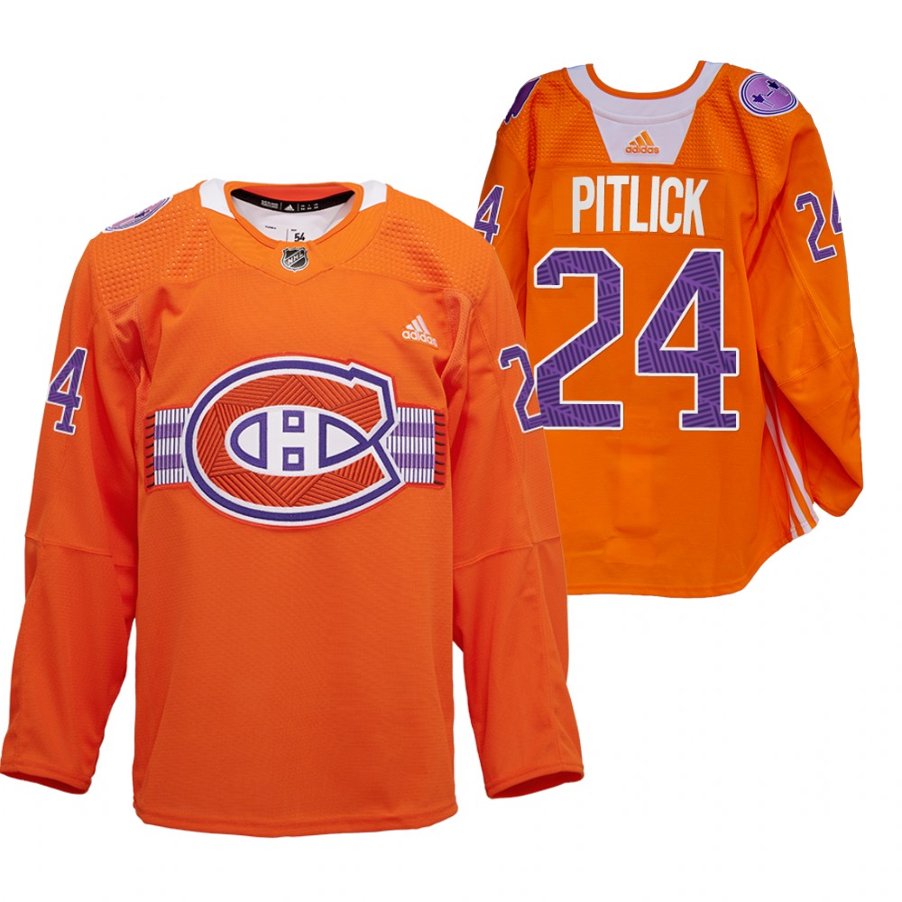 Tyler Pitlick Les Canadiens Indigenous Celebration Night Jersey Orange Warmup