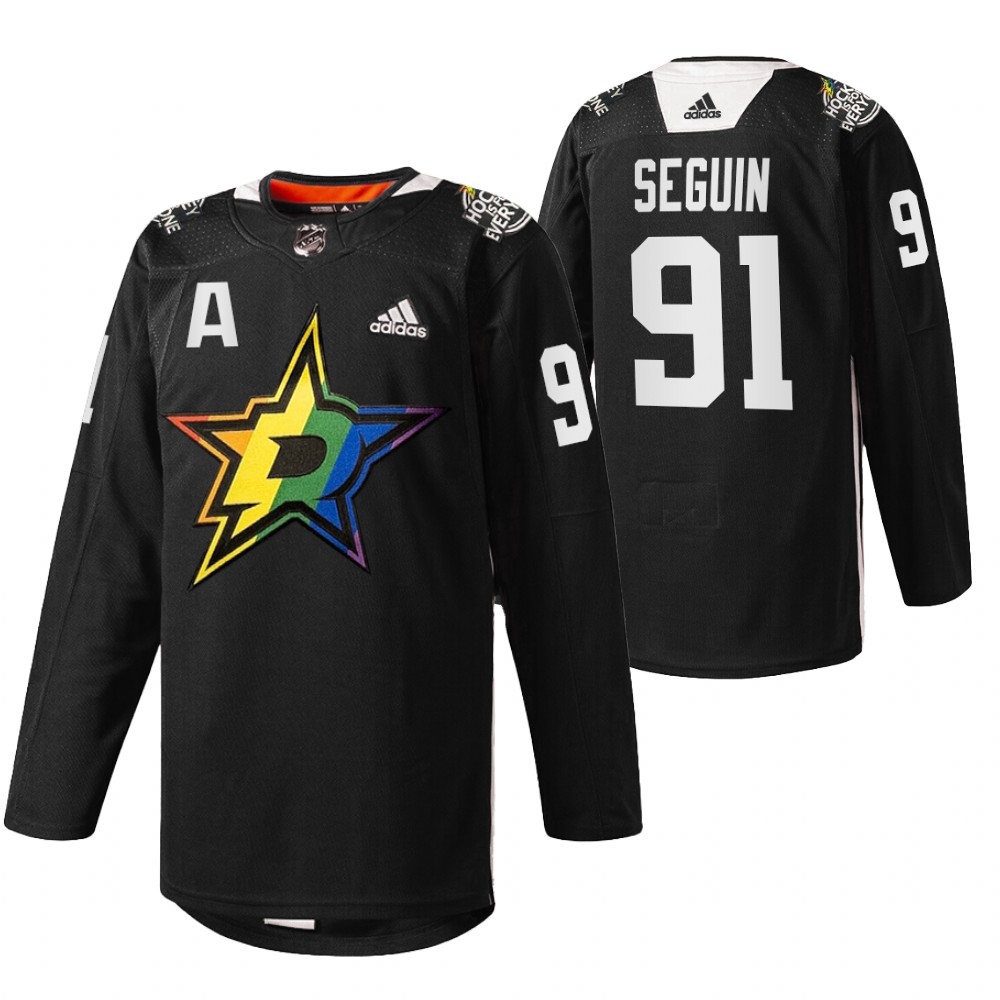 Tyler Seguin Stars Pride Night 2022 Jersey Black Warmup