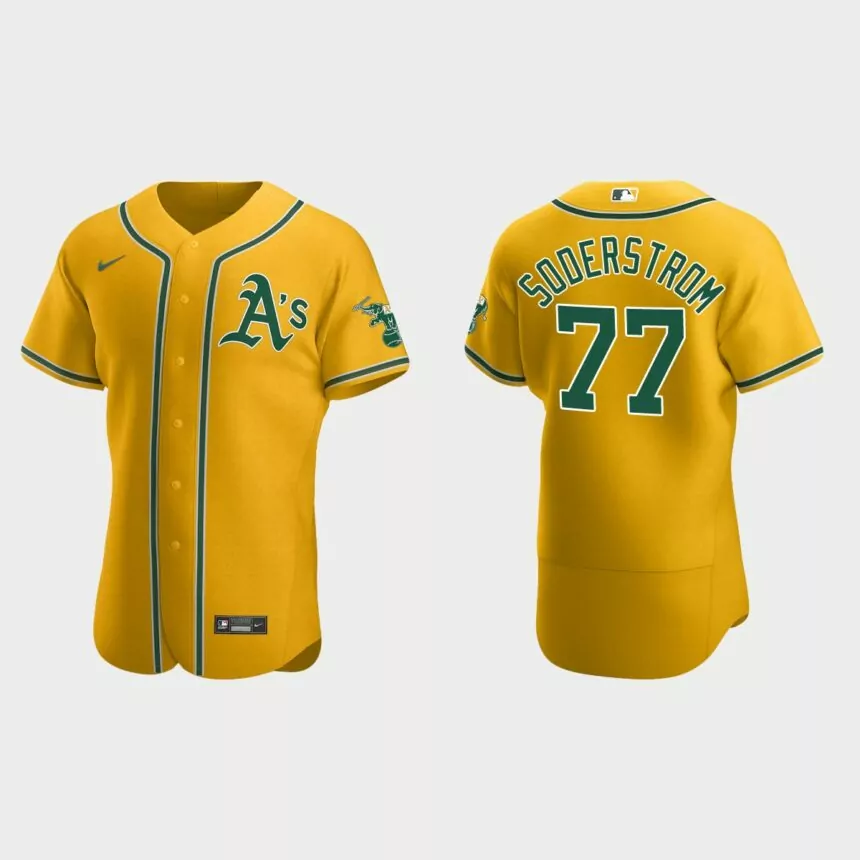 Tyler Soderstrom #77 Oakland Athletics Authentic Home Jersey – Gold