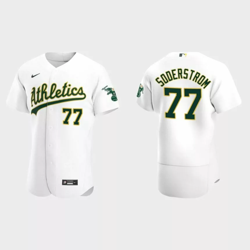 Tyler Soderstrom #77 Oakland Athletics Authentic Home Jersey – White