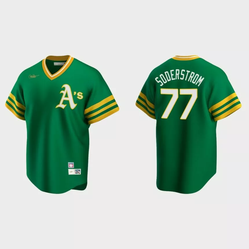 Tyler Soderstrom #77 Oakland Athletics Cooperstown Collection Road Jersey – Kelly Green