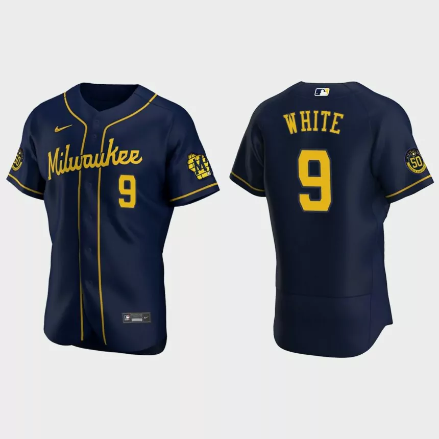 Tyler White Milwaukee Brewers Authentic Alternate Jersey – Navy