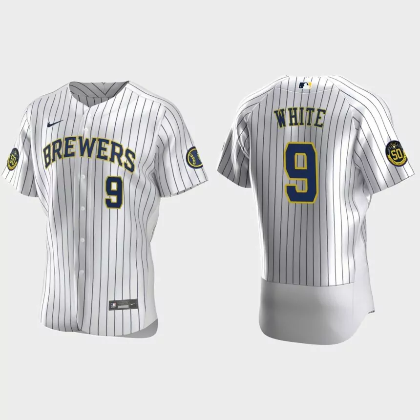 Tyler White Milwaukee Brewers Authentic Home Jersey – White