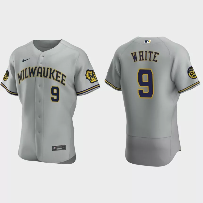 Tyler White Milwaukee Brewers Authentic Road Jersey – Gray