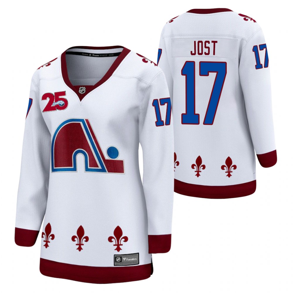 Tyson Jost Colorado Avalanche Reverse Retro White Women's Jersey 25th Anniversary