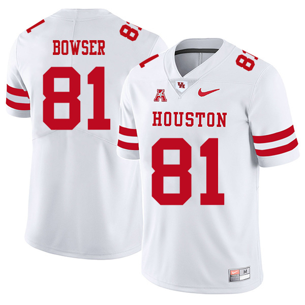 Tyus Bowser Houston Cougars Men's Jersey - #81 NCAA White Stitched Authentic