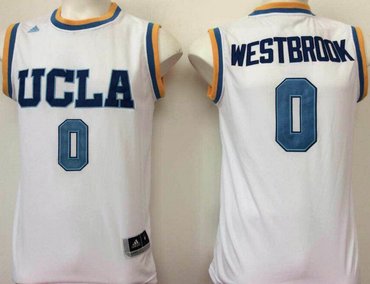 UCLA Bruins 0 Russell Westbrook White College Basketball Jersey