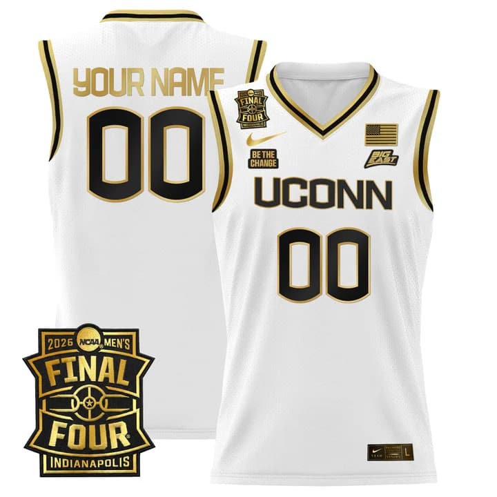 UConn Huskies 2026 Final Four Patch Custom Basketball   Jersey - All Stitched
