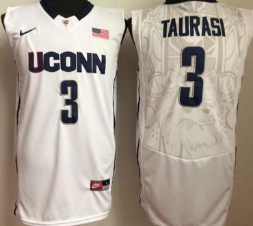 UConn Huskies 3 Diana Taurasi White College Basketball Jersey