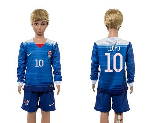 USA #10 LLOYD Away Long Sleeves Kid Soccer Country Jersey