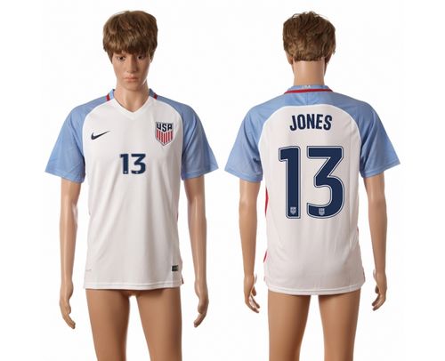 USA #13 Jones Away Long Sleeves Soccer Country Jersey