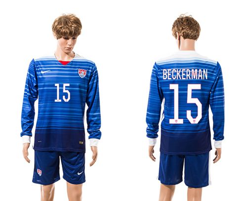 USA #15 Beckerman Away Long Sleeves Soccer Country Jersey