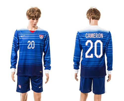 USA #20 Cameron Away Long Sleeves Soccer Country Jersey