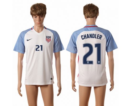USA #21 Chandler Away Long Sleeves Soccer Country Jersey