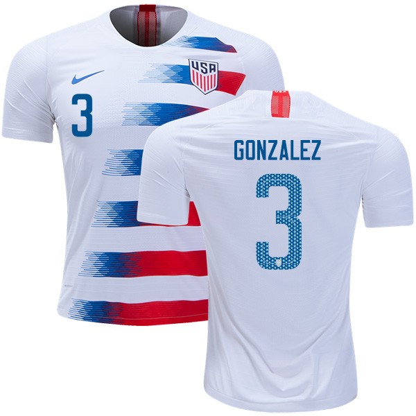 USA #3 Gonzalez Home Kid Soccer Country Jersey