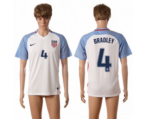 USA #4 Bradley Home Soccer Country Jersey