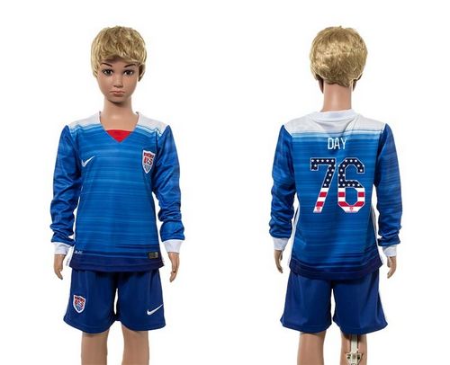 USA #76 Day Independence Day Away Long Sleeves Kid Soccer Country Jersey
