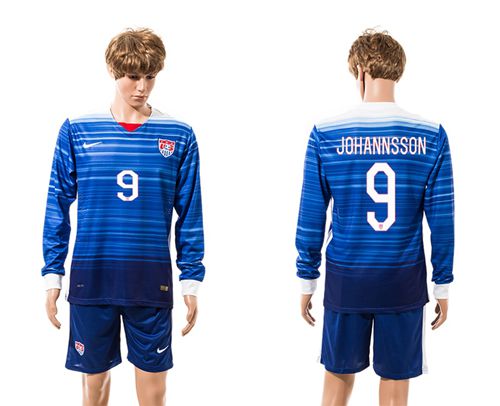 USA #9 Johannsson Away Long Sleeves Soccer Country Jersey