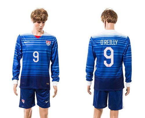 USA #9 O Reilly Away Long Sleeves Soccer Country Jersey