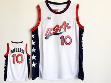 USA 10 Reggie Miller White Dream Team III Jersey