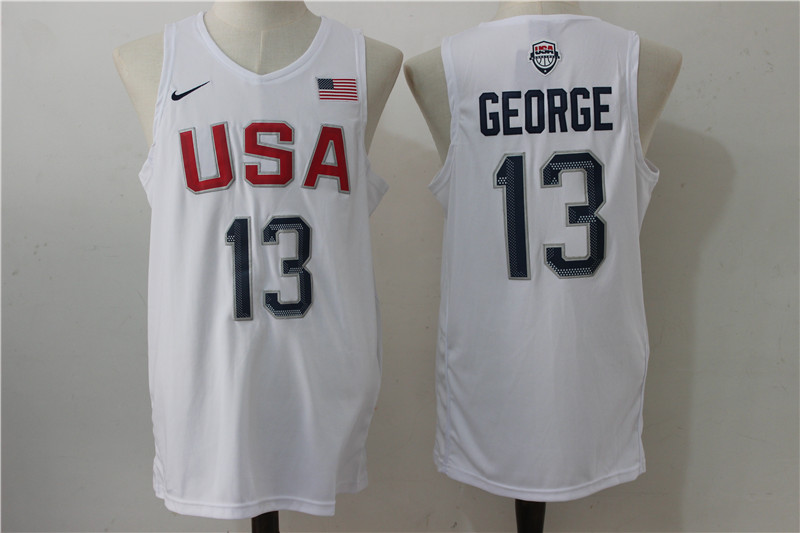 USA 13 Paul George White 2016 Olympics Dream Team Stitched Jersey