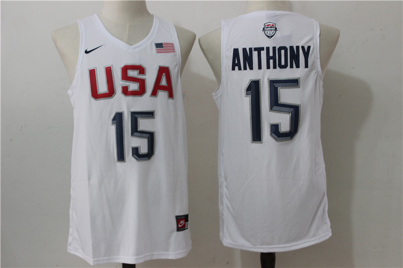 USA 15 Carmelo Anthony White 2016 Dream Team Stitched Jersey