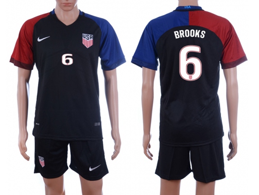 USA 2016-17 Brooks #6 Dark Blue Soccer Jersey