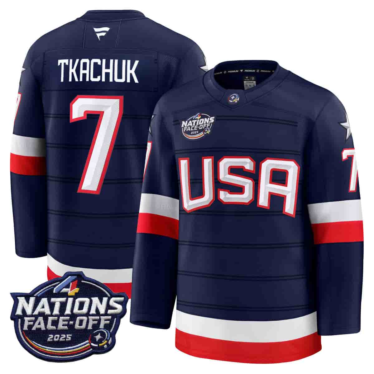 USA 4 Nations Face-Off 2025 Premium Jersey - All Stitched Brady Tkachuk 7