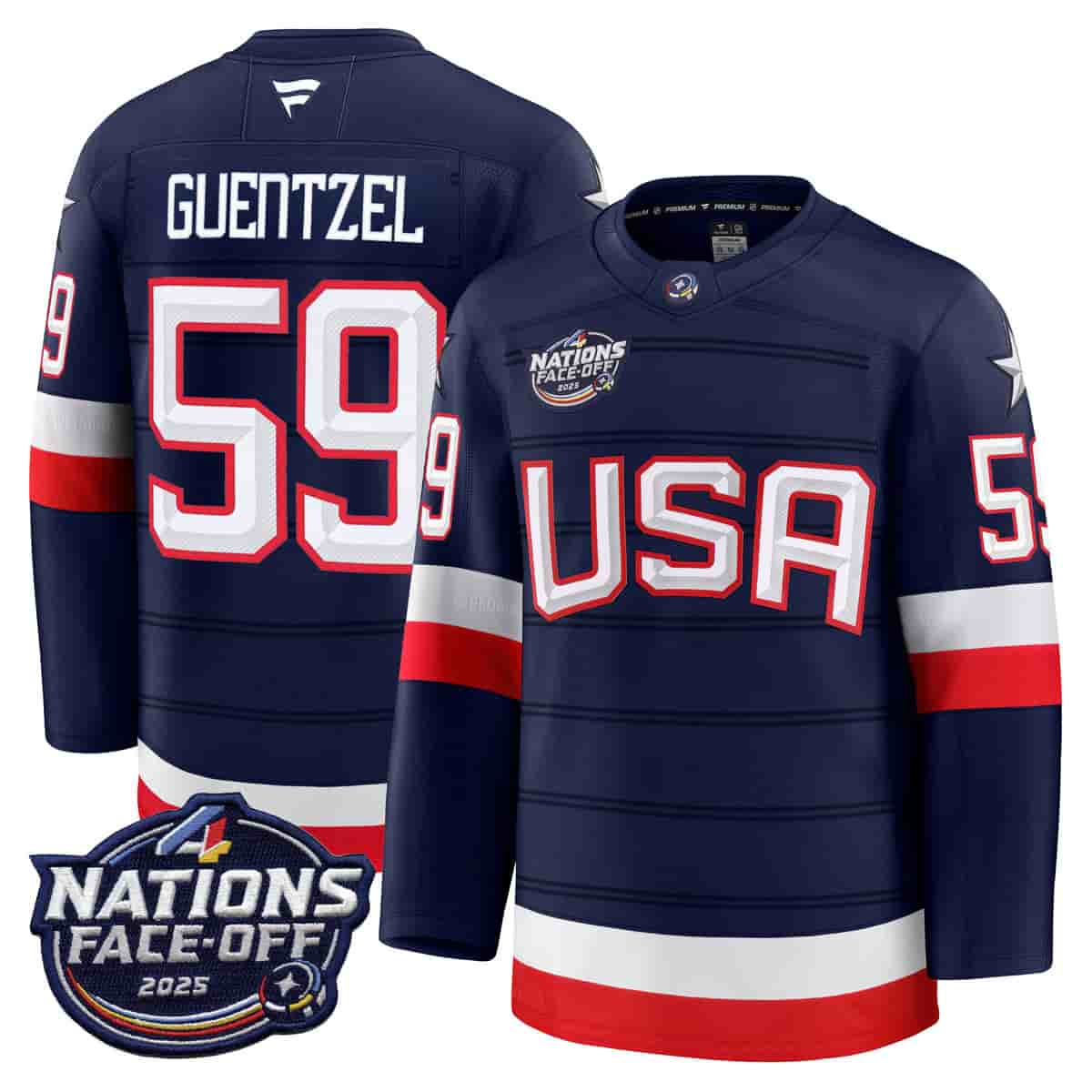 USA 4 Nations Face-Off 2025 Premium Jersey - All Stitched Jake Guentzel 59