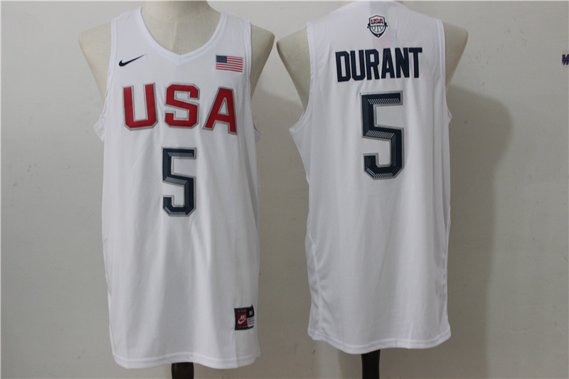 USA 5 Kevin Durant White 2016 Dream Team Stitched Jersey