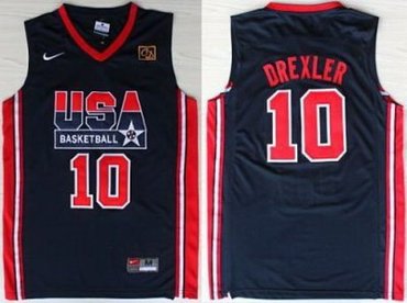 USA Basketball 1992 Olympic Dream Team Blue Jerseys 10# Clyde Drexler