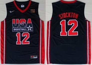 USA Basketball 1992 Olympic Dream Team Blue Jerseys 12# John Stockton