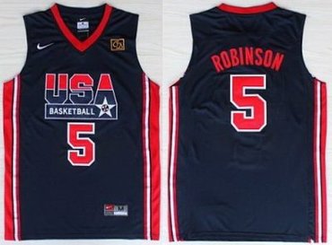 USA Basketball 1992 Olympic Dream Team Blue Jerseys 5# David Robinson