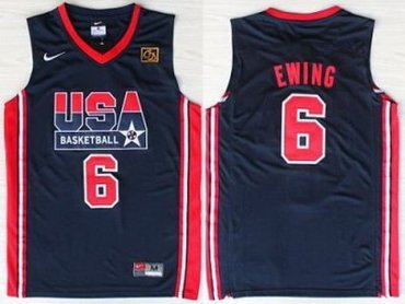 USA Basketball 1992 Olympic Dream Team Blue Jerseys 6# Patrick Ewing