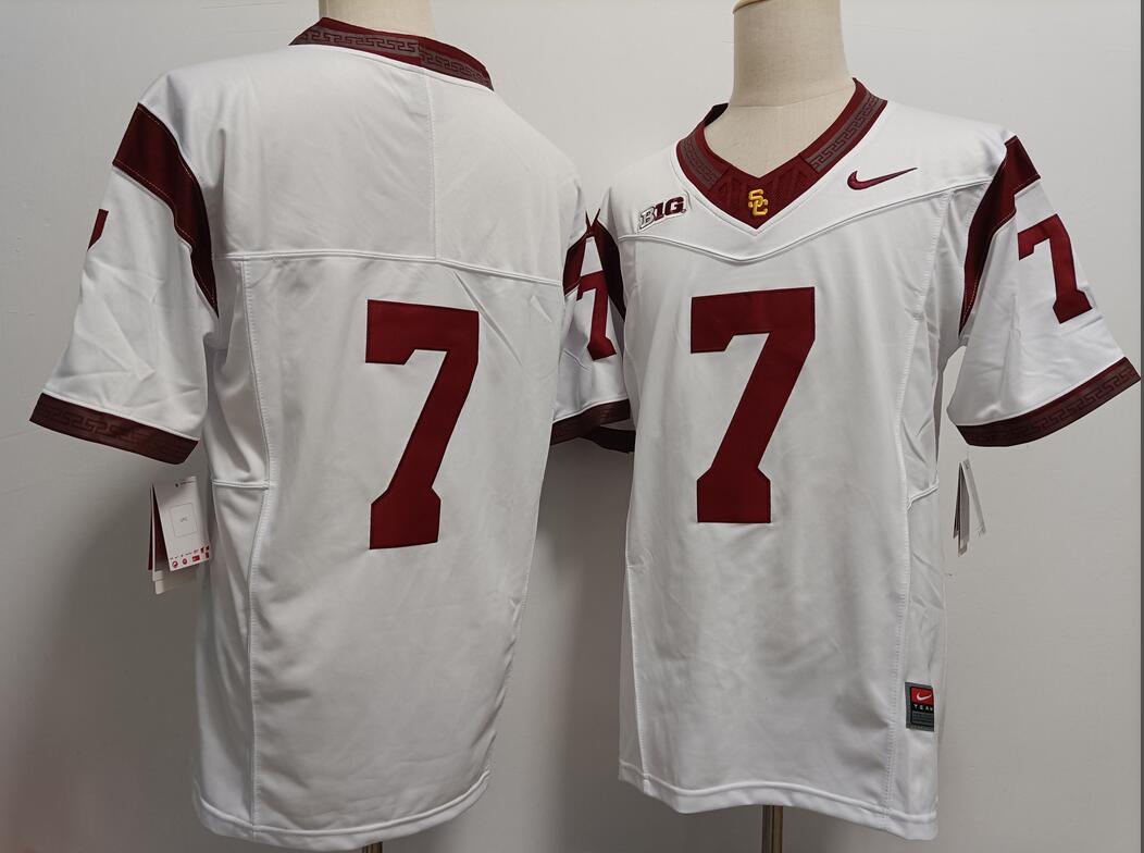 USC Trojans #7 White Jersey