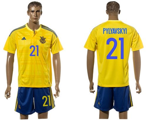 Ukraine #21 Pylyavskyi Home Soccer Country Jersey