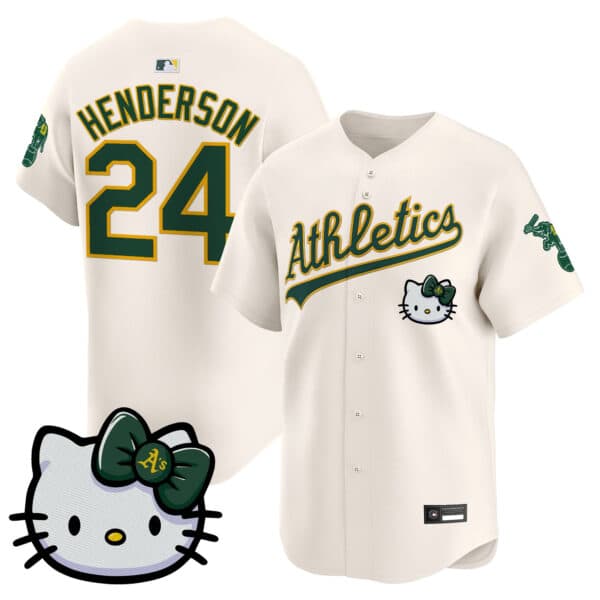 Unisex Athletics Hello Kitty Vapor Premier Limited Jersey – All Stitched Rickey Henderson #24