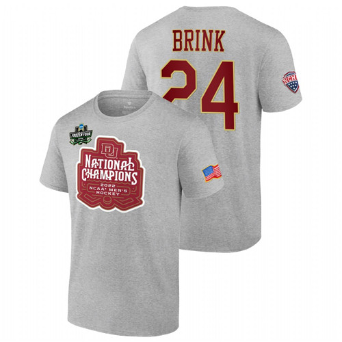 Unisex Denver Pioneers 2022 NCAA Men's Ice Hockey National Champions Bobby Brink Gray T-Shirt