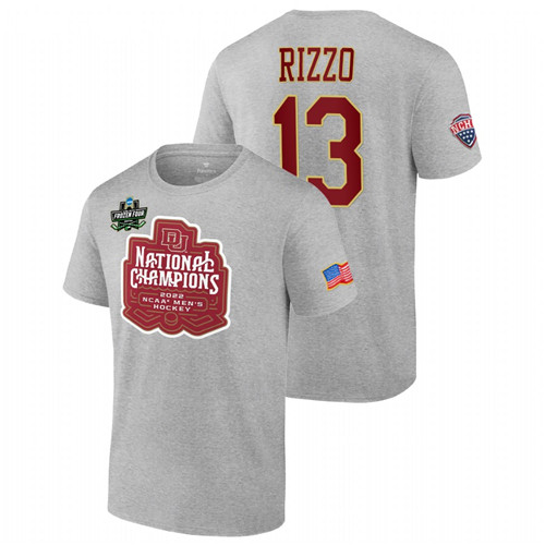 Unisex Denver Pioneers 2022 NCAA Men's Ice Hockey National Champions Massimo Rizzo Gray T-Shirt