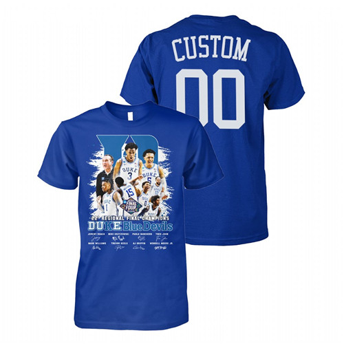 Unisex Duke Blue Devils 2022 Regional Final Champions Custom Royal T-Shirt