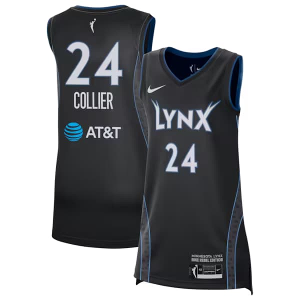 Unisex Minnesota Lynx Napheesa Collier Nike Black Victory Jersey - Rebel Edition