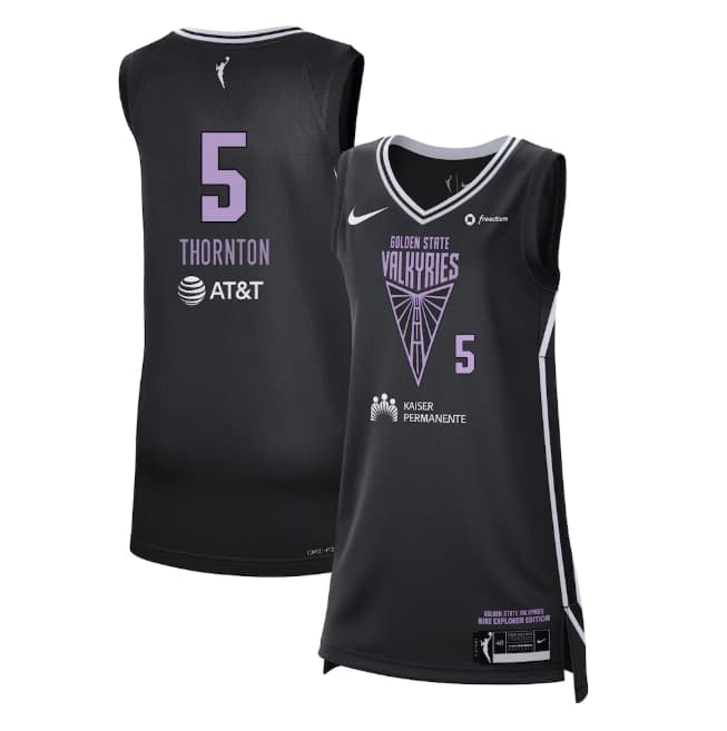 Unisex Nike Kayla Thornton Black Golden State Valkyries Explorer Edition Victory Badge Player Jersey