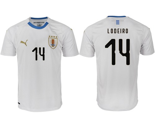 Uruguay #14 Lodeiro Home Soccer Country Jersey