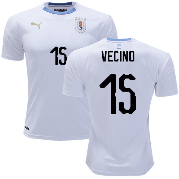 Uruguay #15 Vecino Away Soccer Country Jersey