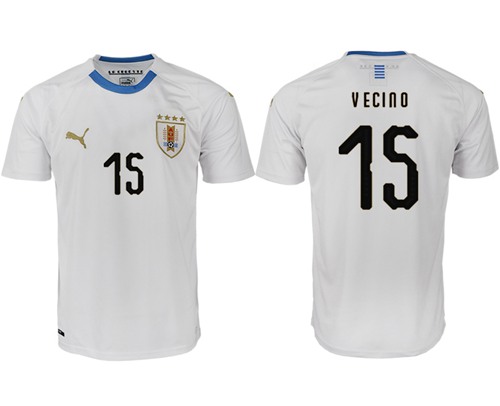 Uruguay #15 Vecino Home Soccer Country Jersey
